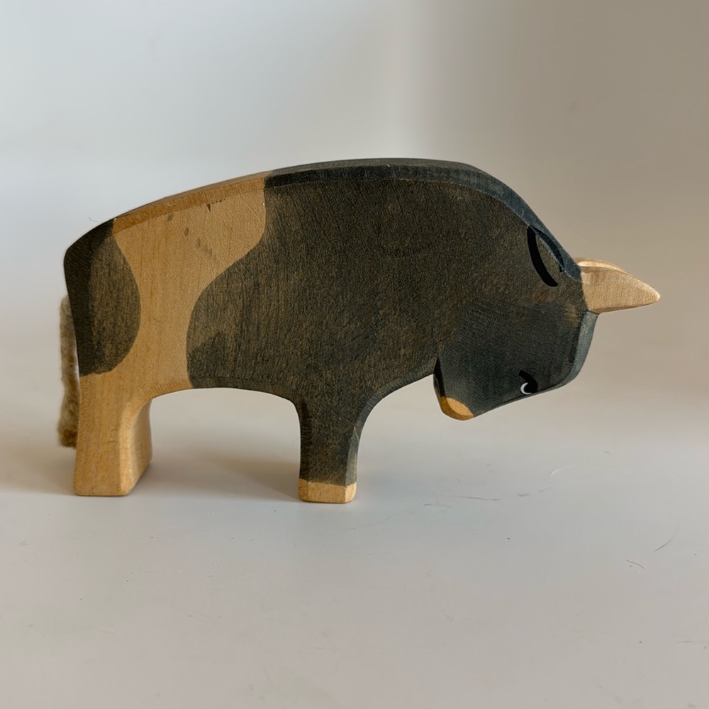 Ostheimer Retired Bull head down cow Wooden Figure